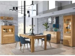 Buffet 3 Portes Battantes 2 Tiroirs Chêne à LED - BIELSKO - L 150 X L 40 X H 86 Cm -Magasin de meubles de restaurant buffet 19823207