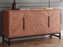 Buffet 4 Portes - Bois D'acacia Et Métal - Naturel Et Noir - VEDILA -Magasin de meubles de restaurant buffet 19917587