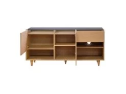 Buffet 165 Cm Décor Chêne Clair Avec Plateau Verre Fumé - MADDE 6862 9 Buffet 165 Cm Décor Chêne Clair Avec Plateau Verre Fumé - MADDE 6862 -Magasin de meubles de restaurant buffet 20911291