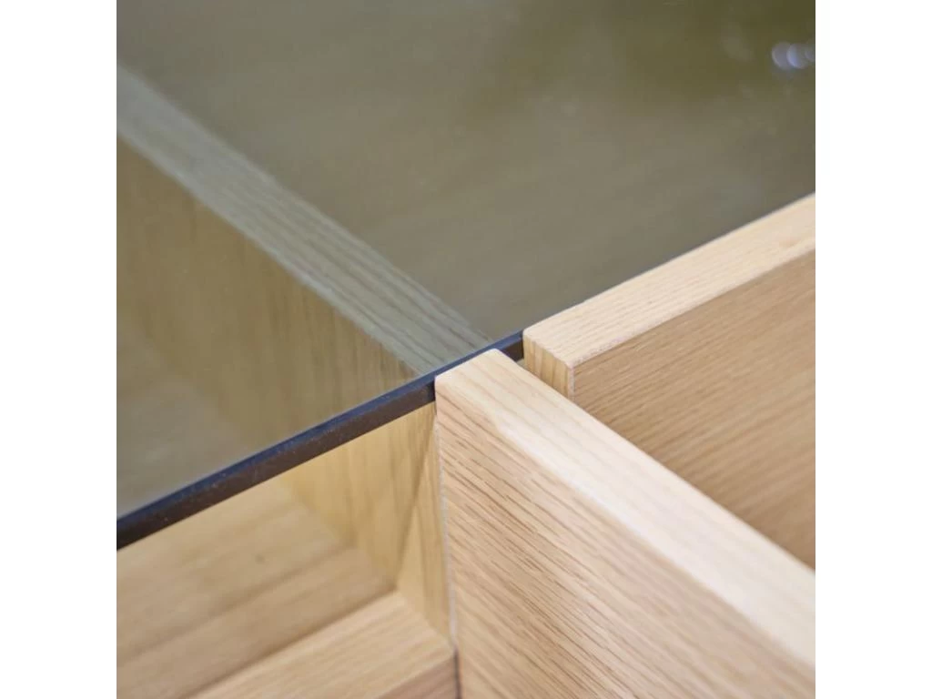 Buffet 165 Cm Décor Chêne Clair Avec Plateau Verre Fumé - MADDE 6862 6 Buffet 165 Cm Décor Chêne Clair Avec Plateau Verre Fumé - MADDE 6862 – Image 4