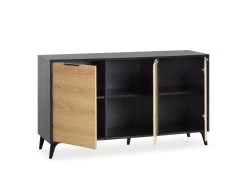 Buffet Kalma 3 Portes En Noir/chêne, Largeur 136 Cm -Magasin de meubles de restaurant buffet 20980193