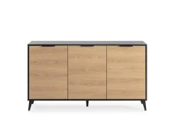 Buffet Kalma 3 Portes En Noir/chêne, Largeur 136 Cm -Magasin de meubles de restaurant buffet 20980195