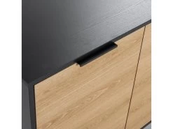 Buffet Kalma 3 Portes En Noir/chêne, Largeur 136 Cm -Magasin de meubles de restaurant buffet 20980199