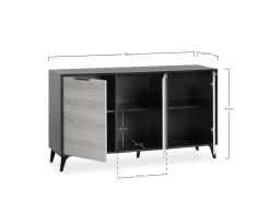 Buffet Kalma 3 Portes En Noir/chêne, Largeur 136 Cm -Magasin de meubles de restaurant buffet 20980201