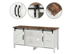 Buffet Avec 2 Portes Coulissantes + Compartiments + LED - étagères Réglables - Marron -Magasin de meubles de restaurant buffet 21026397