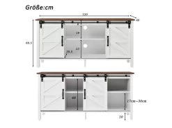 Buffet Avec 2 Portes Coulissantes + Compartiments + LED - étagères Réglables - Marron -Magasin de meubles de restaurant buffet 21026399