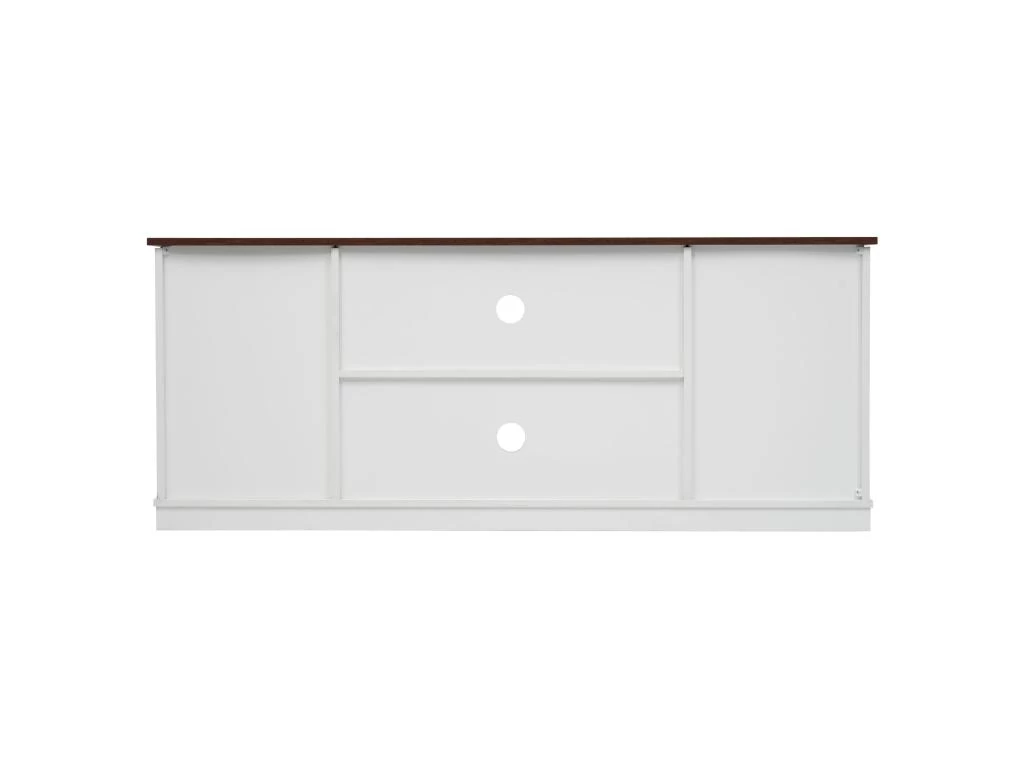 Buffet Avec 2 Portes Coulissantes + Compartiments - étagères Réglables - Blanc 6 Buffet Avec 2 Portes Coulissantes + Compartiments - étagères Réglables - Blanc – Image 4