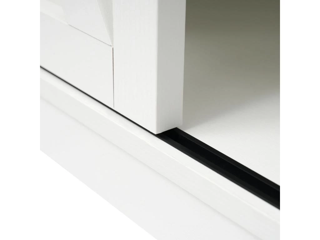 Buffet Avec 2 Portes Coulissantes + Compartiments - étagères Réglables - Blanc 9 Buffet Avec 2 Portes Coulissantes + Compartiments - étagères Réglables - Blanc – Image 7