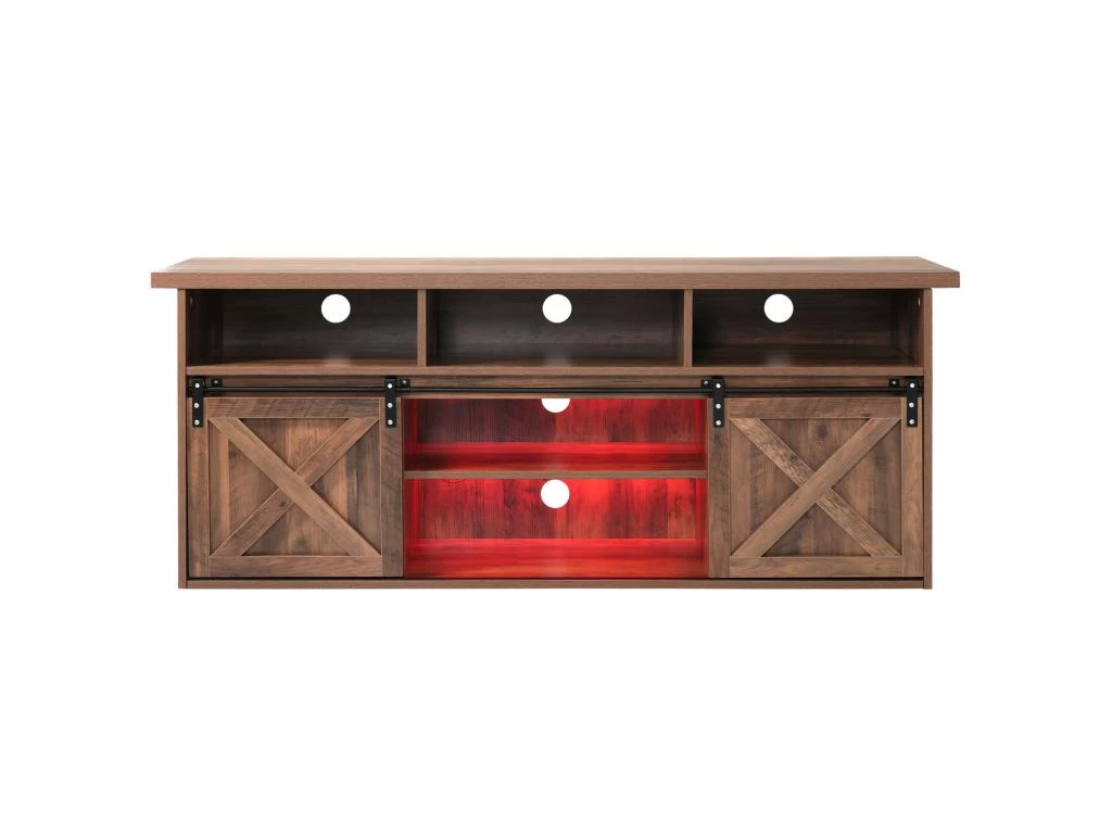 Buffet Avec 2 Portes Coulissantes + Compartiments - étagères Réglables - Marron Foncé 5 Buffet Avec 2 Portes Coulissantes + Compartiments - étagères Réglables - Marron Foncé – Image 3