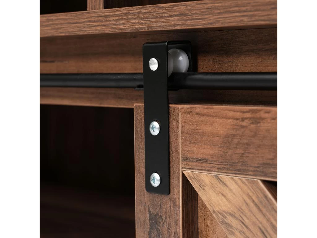 Buffet Avec 2 Portes Coulissantes + Compartiments - étagères Réglables - Marron Foncé 8 Buffet Avec 2 Portes Coulissantes + Compartiments - étagères Réglables - Marron Foncé – Image 6