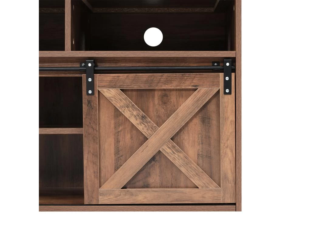 Buffet Avec 2 Portes Coulissantes + Compartiments - étagères Réglables - Marron Foncé 9 Buffet Avec 2 Portes Coulissantes + Compartiments - étagères Réglables - Marron Foncé – Image 7