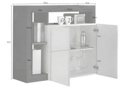 Buffet 2 Portes Blanc Laqué Brillant/Bois Fumé - ISCHIA 13 Buffet 2 Portes Blanc Laqué Brillant/Bois Fumé - ISCHIA -Magasin de meubles de restaurant buffet 21136347