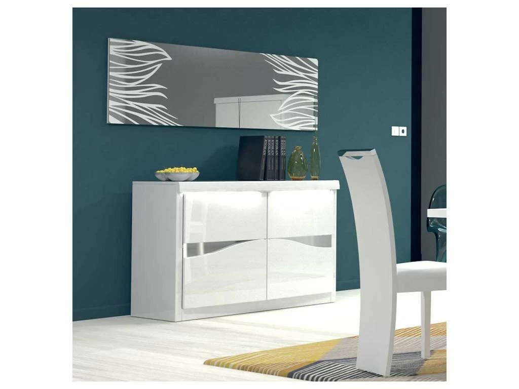 Buffet 2 Portes Blanc Laqué/ Leds - ESPRIT 3 Buffet 2 Portes Blanc Laqué/ Leds - ESPRIT