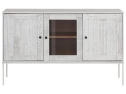 Buffet Avec 2 Portes Et 1 Porte Vitrée En Pin Blanc Crème