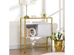 Console Style Art Déco TYSSANDRE Dorée Et Blanche -Magasin de meubles de restaurant buffet 21987375