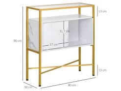 Console Style Art Déco TYSSANDRE Dorée Et Blanche -Magasin de meubles de restaurant buffet 21987377