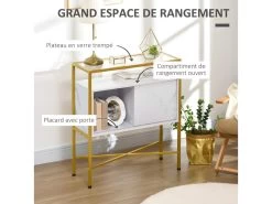 Console Style Art Déco TYSSANDRE Dorée Et Blanche -Magasin de meubles de restaurant buffet 21987381