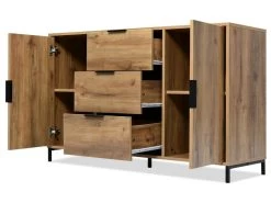 Buffet Avec 2 Portes + 3 Tiroirs + étagères Réglables - Naturel 14 Buffet Avec 2 Portes + 3 Tiroirs + étagères Réglables - Naturel -Magasin de meubles de restaurant buffet 22040947