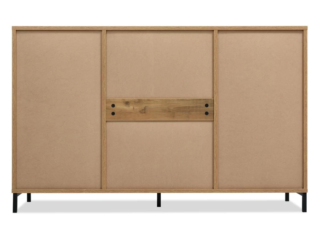 Buffet Avec 2 Portes + 3 Tiroirs + étagères Réglables - Naturel 11 Buffet Avec 2 Portes + 3 Tiroirs + étagères Réglables - Naturel – Image 9