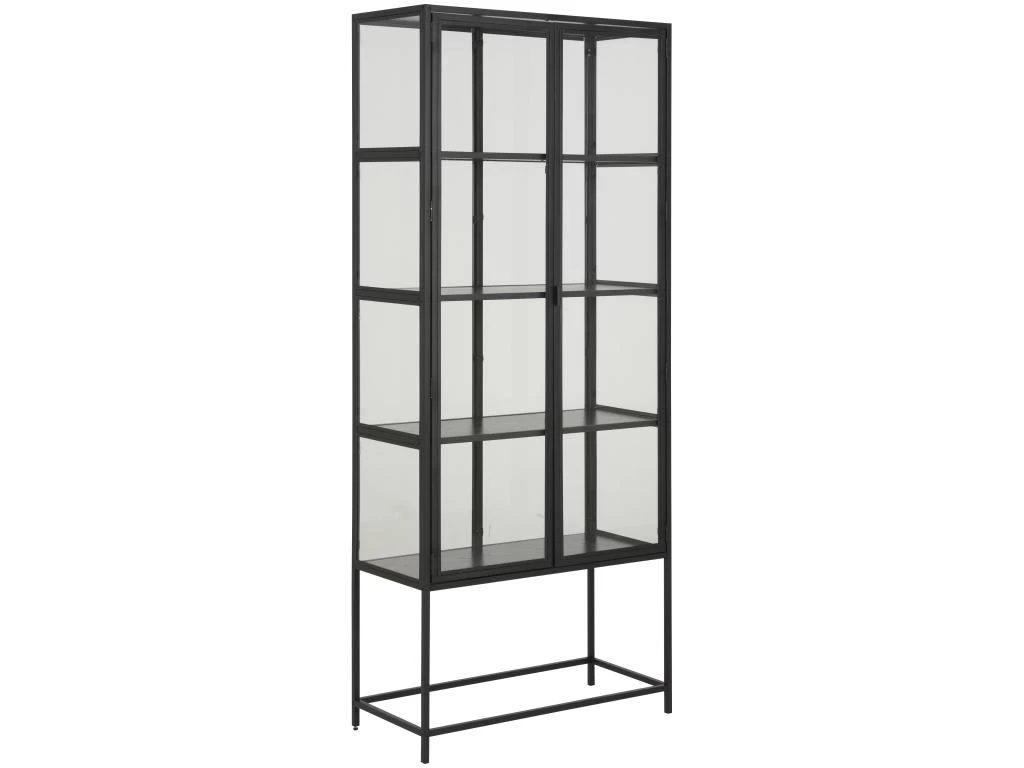 Sea Vitrine A, 2 Portes Vitrées Et 4 Tablettes De Rangement, Noir. 3 Sea Vitrine A, 2 Portes Vitrées Et 4 Tablettes De Rangement, Noir.