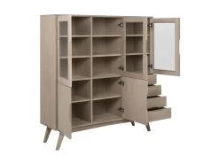 Martha Vitrine Avec 3 Portes Vitrées, 2 Portes En Bois Et 4 Tiroirs, Chêne. -Magasin de meubles de restaurant buffet 22047529