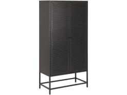 Newcastle Vitrine Avec 2 Portes, Grillagées En Métal Noir.