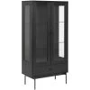 Angus Vitrine Avec 2 Portes Vitrées Et 1 Tiroir, Noir. 2 Angus Vitrine Avec 2 Portes Vitrées Et 1 Tiroir, Noir. -Magasin de meubles de restaurant buffet 22047565