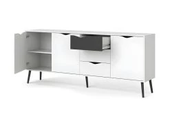 Napoli Armoire Avec 3 Portes Et 3 Tiroirs En Blanc Et Noir Mat. -Magasin de meubles de restaurant buffet 22086903