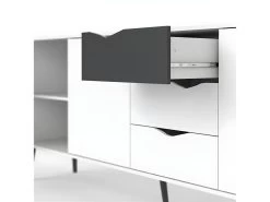 Napoli Armoire Avec 3 Portes Et 3 Tiroirs En Blanc Et Noir Mat. -Magasin de meubles de restaurant buffet 22086905