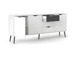 Napoli Armoire Avec 3 Portes Et 3 Tiroirs En Blanc Et Noir Mat. -Magasin de meubles de restaurant buffet 22086909
