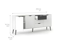 Napoli Armoire Avec 3 Portes Et 3 Tiroirs En Blanc Et Noir Mat. -Magasin de meubles de restaurant buffet 22086911