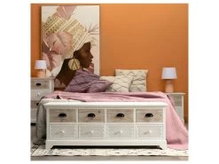 Dos De Canapé 8 Tiroirs Blanc/Bois - AROHA