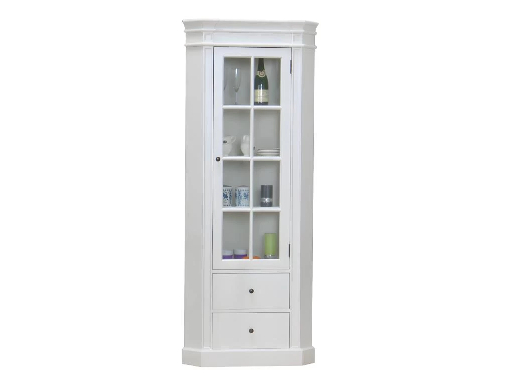 Amaretta Armoire D'angle Vintage, Blanc, Vintage Patiné, Largeur 55 Cm, Hauteur 200 Cm.