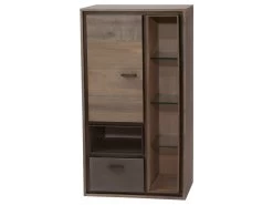 Marla Vitrine Murale, En Bois D'acacia Marron/gris. Livrée Montée.