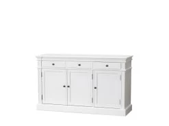 Amaretta Buffet Vintage Blanc, Vintage Patiné, Avec 3 Portes Et 3 Tiroirs, Largeur 142 Cm, Hauteur 86 Cm.
