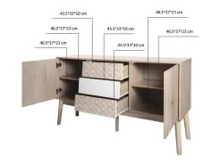 SOFIA Buffet 2 Portes 3 Tiroirs - Bois Avec Motif - L 150 X P 40 X H 80 Cm -Magasin de meubles de restaurant buffet 22415723