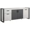 Buffet Enfilade CESAR - Décor Portofino Gris Et Steam Noir - 1 Tiroir Et 4 Portes - L 217,8 X P 49,8 X H 86,7 Cm -
