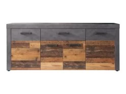 Buffet - Mélaminé Vieux Bois - Naturel-Gris - 178 - 77 - 40 Cm