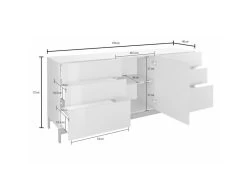 Placard Dchaji, Buffet De Cuisine Avec 1 Porte Et 6 Tiroirs, Buffet De Salon, Buffet De Cuisine, 100% Made In Italy, Cm 170x40h47, Anthracite Brillant -Magasin de meubles de restaurant buffet 22846963