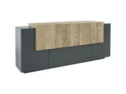 Placard Ddionis, Buffet De Cuisine à 7 Portes, Buffet De Salon, Buffet De Cuisine, 100% Made In Italy, Cm 200x45h86, Anthracite Et Érable
