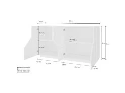 Placard Dmeron, Buffet De Cuisine à 4 Portes, Buffet De Salon, 100% Made In Italy, Cm 200x43h86, Blanc Brillant -Magasin de meubles de restaurant buffet 22847827