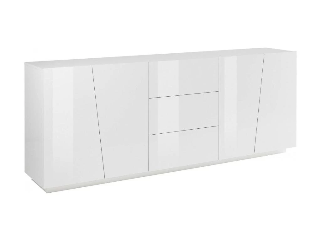 Placard Dmicill, Buffet De Cuisine Avec 4 Portes Et 3 Tiroirs, Buffet De Salon, 100% Made In Italy, Cm 220x43h86, Blanc Brillant 3 Placard Dmicill, Buffet De Cuisine Avec 4 Portes Et 3 Tiroirs, Buffet De Salon, 100% Made In Italy, Cm 220x43h86, Blanc Brillant