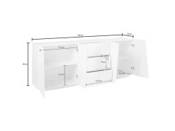 Placard Dmicill, Buffet De Cuisine Avec 4 Portes Et 3 Tiroirs, Buffet De Salon, 100% Made In Italy, Cm 220x43h86, Blanc Brillant 8 Placard Dmicill, Buffet De Cuisine Avec 4 Portes Et 3 Tiroirs, Buffet De Salon, 100% Made In Italy, Cm 220x43h86, Blanc Brillant -Magasin de meubles de restaurant buffet 22848297
