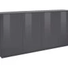 Placard Dnande, Buffet De Cuisine à 4 Portes, Buffet De Salon, 100% Made In Italy, Cm 180x41h86, Anthracite Brillant -Magasin de meubles de restaurant buffet 22848301