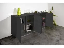 Placard Dnande, Buffet De Cuisine à 4 Portes, Buffet De Salon, 100% Made In Italy, Cm 180x41h86, Anthracite Brillant 11 Placard Dnande, Buffet De Cuisine à 4 Portes, Buffet De Salon, 100% Made In Italy, Cm 180x41h86, Anthracite Brillant -Magasin de meubles de restaurant buffet 22848309