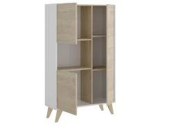 Buffet Haut KOLYMA - 3 Portes & 1 Niche - Coloris : Chêne & Blanc -Magasin de meubles de restaurant buffet 370095