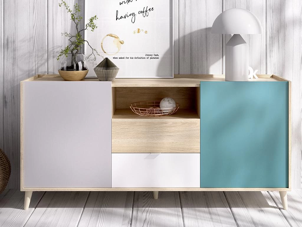 Buffet BICA - 2 Portes & 2 Tiroirs - Multicolores 10 Buffet BICA - 2 Portes & 2 Tiroirs - Multicolores – Image 8