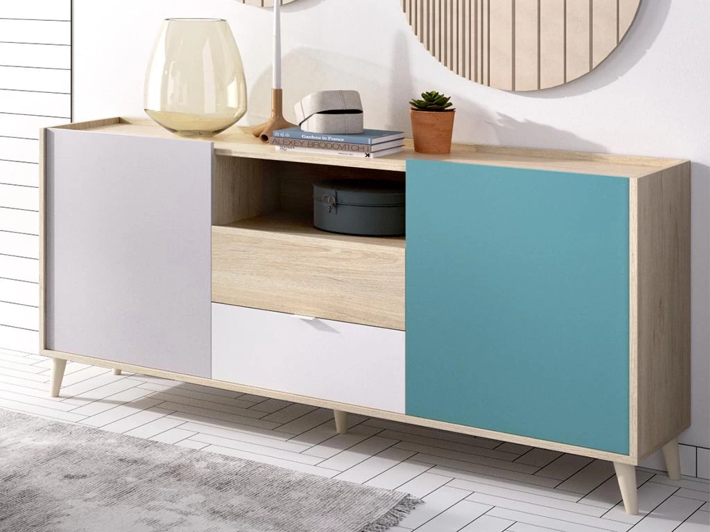 Buffet BICA - 2 Portes & 2 Tiroirs - Multicolores 3 Buffet BICA - 2 Portes & 2 Tiroirs - Multicolores