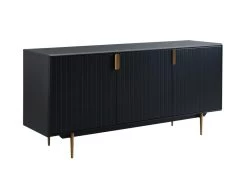 Buffet - 3 Portes - MDF Et Métal - Coloris : Noir Et Doré - LIKANA -Magasin de meubles de restaurant buffet 4157631