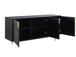 Buffet - 3 Portes - MDF Et Métal - Coloris : Noir Et Doré - LIKANA -Magasin de meubles de restaurant buffet 4157633